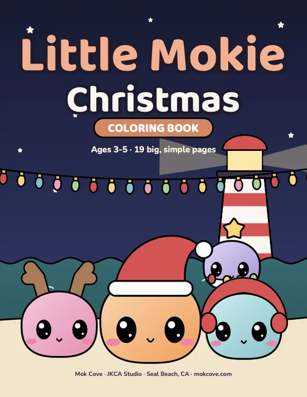 Both covers side by side: Little Mokie Christmas and the Big Kid Edition.