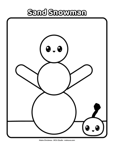 Sand Snowman: a coloring page from the Little Mokie book.