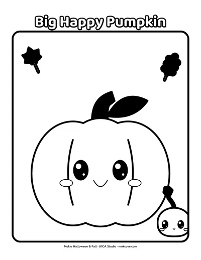Big Happy Pumpkin: a coloring page from the Little Mokie book.