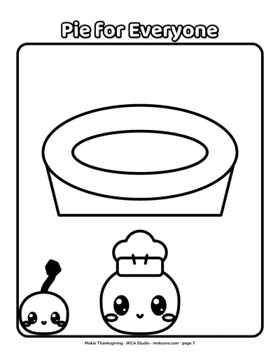 Pie for Everyone: a coloring page from the Little Mokie book.